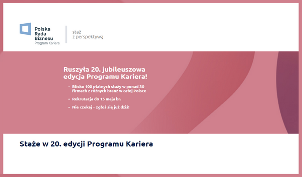 Ruszyła 20. jubileuszowa edycja Programu Kariera!