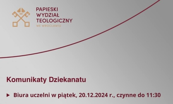 Godziny pracy biur PWT w piątek 20 grudnia 2024 r.